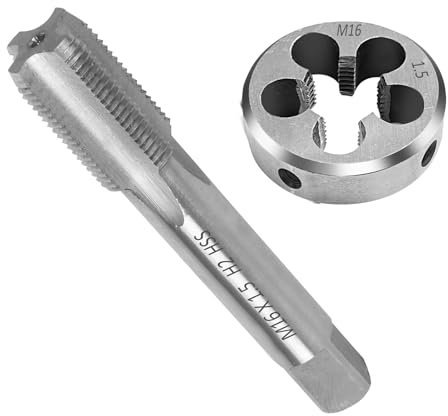 FIFIBANG M16x 1,5mm Gewindeschneider und Gewindeschneideisen, Gewindebohrer & Außengewindeschneider Set, HSS Metrisch Gewindeschneidsatz, Feingewinde Schneider für Innen- und Außengewinde