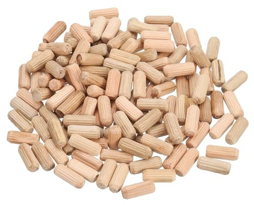 sourcing map Lot de 150 chevilles cannelées en bois de 0,6 cm x 40,6 cm – Tiges en bois rainurées pour le travail du bois – Goupilles en bois cannelées pour travaux manuels, projets de bricolage