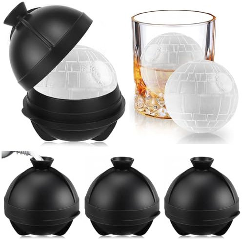 Big Ice Ball Maker, Large Ice Cube Moulds BPA Free, Easy Release 3 Pack Sphere Star Wars Silicone Round Ice Ball Mould for Whiskey Cocktails Dessert Drinks Baby Food