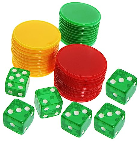 Toyvian 1set Dadi e Chips Resistente Per Giochi Di Società Accessorio Divertente Per Feste e Serate Di Gioco Con Chips e Dadi Di Alta Qualità
