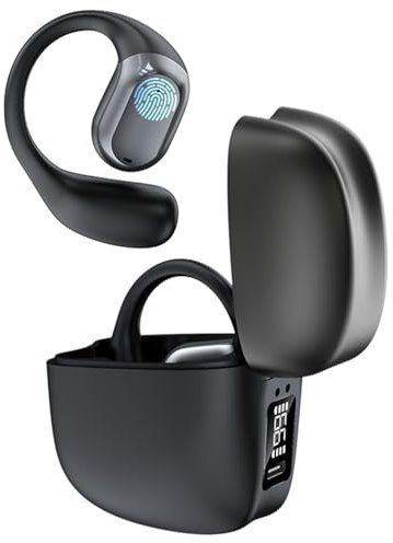 ZRUHIG Open Ear Kopfhörer, 48 Stunden Wiedergabe, Bluetooth Kopfhörer mit Ladecase und digitalem Display, Mikrofon, wasserdichte Sport kopfhörer für Laufen, Radfahren, Training