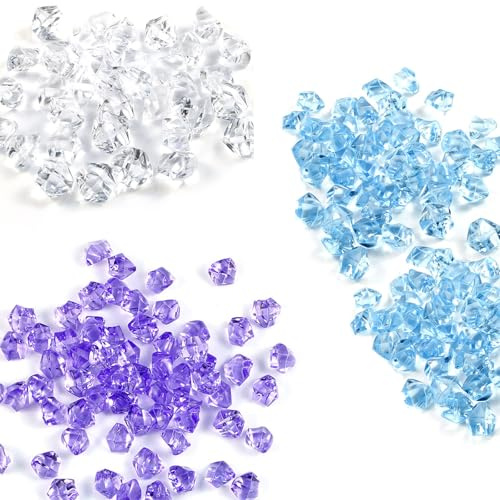 UZYXC 210 Pietre Decorative, Cristalli Colorati e Sabbia Blu Decorativa: Diamanti Acrilici Blu e Viola per Riempimento Vasi, Decorazioni Matrimonio e Lavoretti Bambini