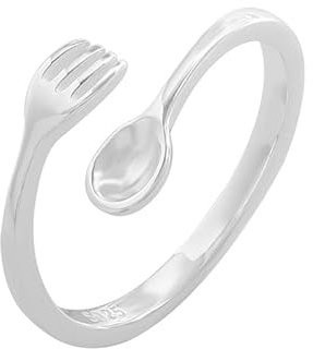Lllunimon Fourchette cuillère bague S925 Argent Sterling Bijoux Couverts Accessoires de style Élégant et minimaliste Porter tous les jours Un cadeau pour elle