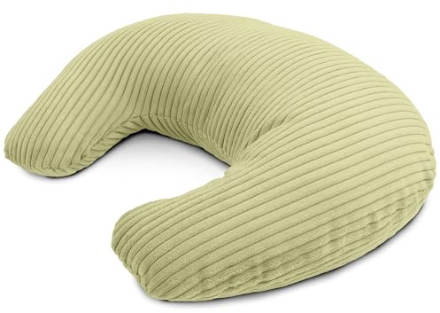 Amilian Coussin d'allaitement, motif de lune d'allaitement, coussin de grossesse et de positionnement pour maman et bébé, avec rembourrage et housse amovible, lavable, rosée du matin