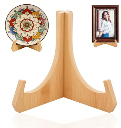 DGN Soporte para platos de madera, soporte para platos, soporte para platos de madera, soporte para presentación, decoración de mesa, extraíble, para platos, discos de vinilo, libros, placas, fotos