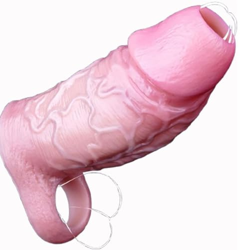 Fundas para Pene en Juguetes Eróticos para Hombre Pareja Sexuales, Funda Pene con Anillo Realistico Grueso Alargador Pene Realista con Piel, Consolador Hombre Juguetes Sexuales Sex Toys (Piel)