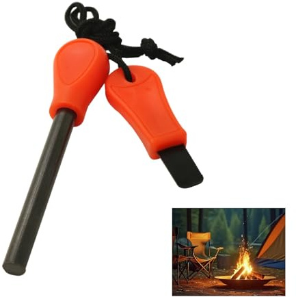 1PCS Fire Starter Kit, Flint and St/eel Fire Starter, Survival Fire St/eel, Portable Waterproof Matches, Outdoor Emergency Survival Tool for Travelling Camping Hiking, Survival Equipment (Orange)