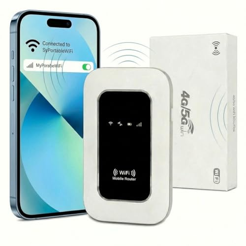 Router WiFi 5G Portátil Ultraligero – hasta 14h de Autonomía (Batería 2100mAh), Conexión para 10 Dispositivos, Compatible con Todos los Operadores, Seguridad WPA2, Ideal para Viajes y Teletrabajo.