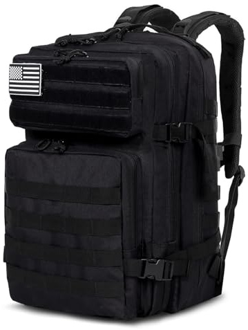 TANTOMI Military Tactical Backpacks - 45L Large Hiking Travel Backpack 3 Day Bug Out Bag Waterproof Camping Rucksack for Men Survival Bag with Velcro Fastening Suitable for Travel Outdoor Adventure
