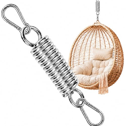 Molla oscillante per poltrona sospesa, molla oscillante per poltrona sospesa con 2 moschettoni, molle con occhielli, moschettone, portata fino a 250 kg, molla di sospensione per supporto per sacco da