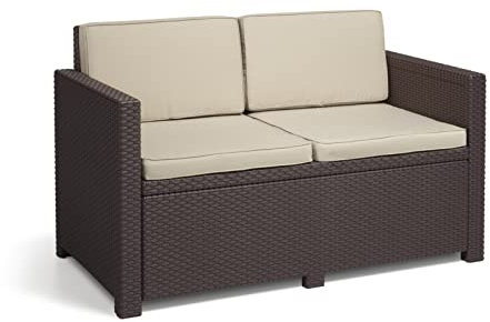 Allibert by Keter Gartenlounge Sofa Victoria, braun/taupe, 2-Sitzer, inkl. Sitz- und Rückenkissen, Kunststoff, flache Rattanoptik