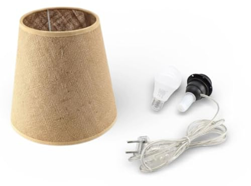 Kit Completo Paralume Juta Scura + Adattatore portalampada E27 con filo e interruttore trasparente - Lampada Led A+ in omaggio! Trasforma una bottiglia in lampada! Lampabottiglia.it