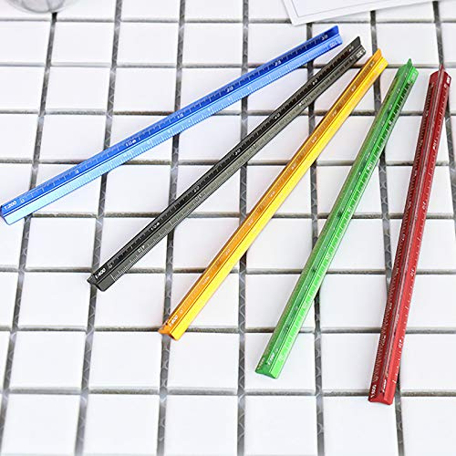 Righello triangolare in alluminio da 15 cm, per architetti e ingegneri, scala 1:20, 1:25, 1:50, 1:75, 1:100, 1:125, 1:125 (nero)