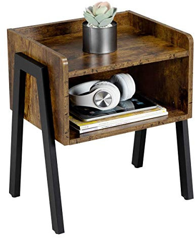 Yaheetech Table de Chevet Table de Nuit Industriel Empilable Bout de Canapé en Bois Style Vintage avec Compartiment Ouvert pour Chambre Salon Couloir Bureau 46 x 35 x 52,5 cm