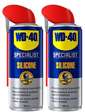 WD-40 Specialist Silicone Spray Lubricant Twin Pack - 2 x 400ml Cans - Versatile All-Weather Protection for Extended Tool Life, Repels Moisture, Dust, and Grime - Smart Straw Applicator Included