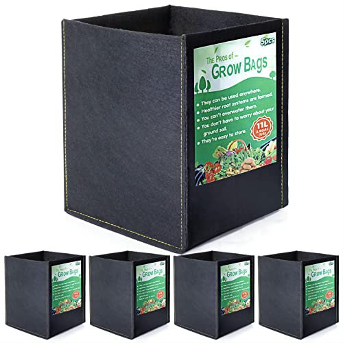 Growerz Square GrowPotz Lot de 5 sacs de culture haute résistance 11 l