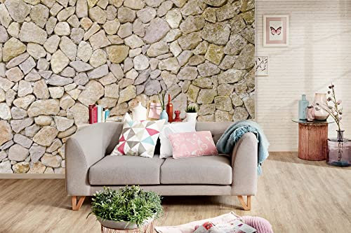 Carta da parati fotografica in tessuto non tessuto, motivo pietra, 375 x 250 cm (con colla), carta da parati in tessuto non tessuto, per soggiorno