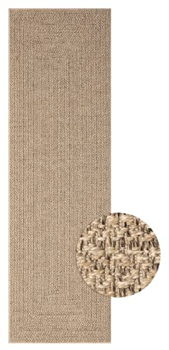 Mia´s Teppiche Soil – Outdoor Teppich für Balkon, Terrasse & Garten, wetterfest, UV-beständig & pflegeleicht, moderner Jute-Look – auch für Wohnzimmer & Esszimmer geeignet, ca. 80 x 250 cm