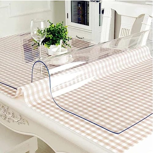 Artwelt Mantel Transparente Lámina de Mesa 1.8mm Impermeable Lavable Anti-Manchas Policloruro de Vinilo para Exterior y Cocina Lámina de Protección de Mesa Tamaño Deseado (140cm X 95cm)