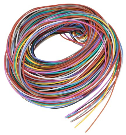 QUARKZMAN Calibro 30 Filo di Collegamento in PVC 9m/30 Piedi 30AWG Bobina Filo Elettrico Flessibile Ul1007 Trefoli Rame Stagnato 10 Colori, 0,08cm Dia per Collegamenti Interni Aeromodelli