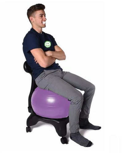 Sitzball Büro-Ballstuhl mit Rückenlehne und Rollen, Stabilitätsübungsbälle zum Sitzen Am Schreibtisch, Ergonomischer Yoga-Sitz für Erwachsene, Kinder, Schwangerschaft, 53cm (Color : Purple)