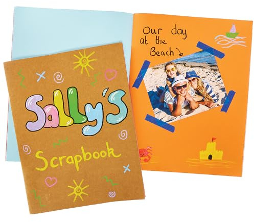 Baker Ross FN201 Kraft Brown Scrapbook - Confezione da 3, Scrapbook per bambini e adulti, blocco da disegno per la scuola, carta da disegno