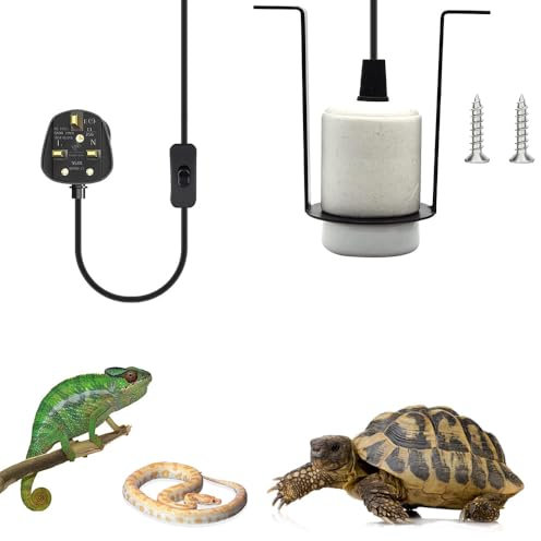 WDKXCN Heat Lamp Holder, E27 300W Heat Lamp for Reptiles with On/Off Switch, Lamp Holder Adapter, Pet Heater Bracket, UK Plug AC 220-250V (NO Bulbs)