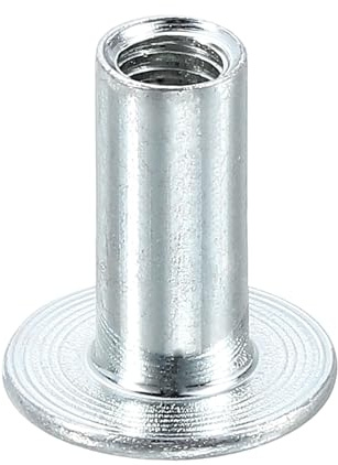 QUARKZMAN M6 T-nötter, 12 st. kolstål T-mutter rund bas svetsmuttrar 20 mm höjd genomgående hål fläns insättning kvinnlig gängplatta muttrar, silver