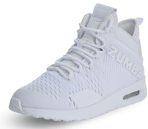ZUMBA Shoes for Women - White Air Funk High Top Shoes - Sporty Dance Sneakers, Fitness, and Workouts - Comfortable, Breathable, and True to Size, Size 8