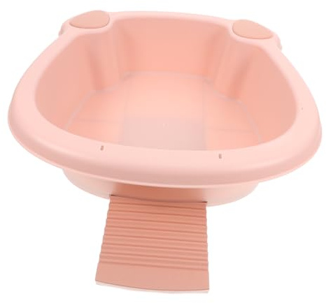 DEARMAMY Bacinella per Lavare i Vestiti Piccola in Plastica con ASSE da Bucato Rimovibile, Vasca da Bagno Compatta per Lavanderia Domestica in Spazi Ridotti, Secchio con Design Cartone