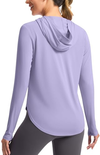 Mrat Sweat à capuche avec protection UV UPF 50+ pour femme avec trous pour les pouces - Haut léger à séchage rapide - T-shirt de sport d'été à manches longues - T-shirt de performance pour randonnée