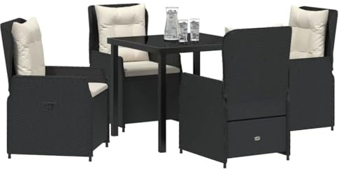 vidaXL 5-delars trädgårdsmöbelset svart konstrotting