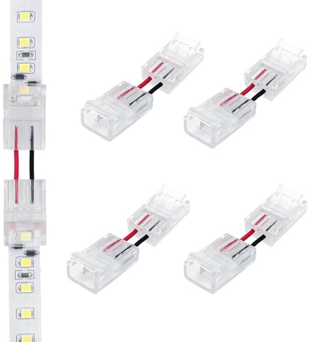 LED ATOMANT Pack 4x Connettore Flessibile Dritto per Strisce LED Monocolore da 10 mm, Collegamento Senza Saldatura per Tratti Separati, Installazione Facile e Veloce, Ideale per Montaggi Continui