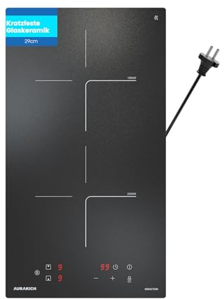 AURAKICH Plaque Induction 2 Feux - Plaque de Cuisson Electrique Encastrable 3800W, Verre Anti-Rayures avec Grattoir, Minuterie 1-99 min, Boost, Sécurité Enfant, 2 Ans Garantie