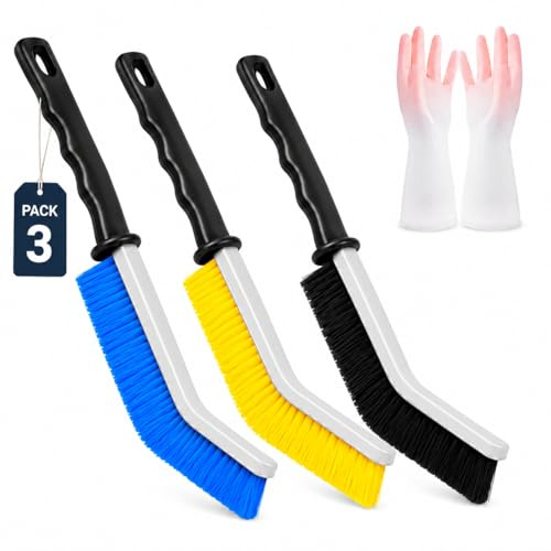 Pack 3 Cepillo Limpieza Juntas + Guantes - Cerdas Duras 5 mm Resistentes