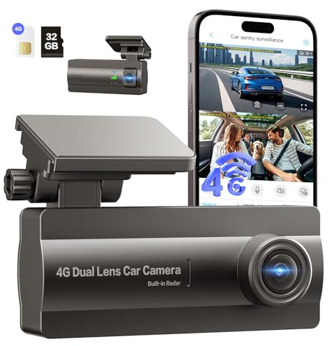 NUASI 4G LTE Dash CAM para Coche 2K, Modo de Estacionamiento 24/7 | Dashcam con Tarjeta SD 32GB Incluida, GPS, OBD II, Sensor G, App Alertas, Visión Nocturna y Grabación en Bucle