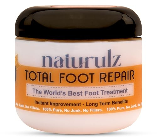 Naturulz Total Foot Repair 4oz – Intensive Moisture Foot Cream for Extremely Dry, Rough Skin & Cracked Heels and Feet- Moisture Barrier Repair for Knees, Elbows & Hands Formulated for Sensative Skin