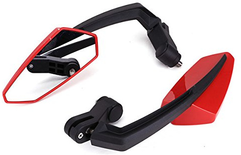 YONGYAO 360 Degrés, Rétroviseur Moto Universel Réglable Vis 8 & 10 Mm Rouge