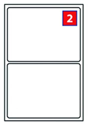 EJRange 2 Labels per A4 Sheet – 100 Sheets (200), 199.6 x 143.5mm Self-Adhesive Address Stickers, Compatible with Inkjet & Laser Printers