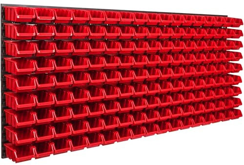 Scaffalatura a parete per magazzini, 1734 x 780 mm, 153 pezzi, scatole impilabili, scaffali per magazzini, mensole da parete extra forti, scaffali espandibili