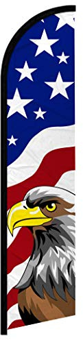 Infinity Republic - USA Eagle Windless Full Sleeve Banner Swooper Flag - Perfect for Businesses, Dealerships, Events, Stores, etc!