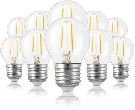 Hellum LED-lampa E27, ljuskälla med 2,5W som ersättning för 25W glödlampa, mini globe 250 lumen 2700 Kelvin, E27 vintage varmvit, genomskinlig ljuskälla för LED-belysning, 10 st 209105