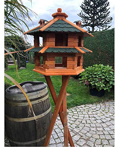 Villa per uccelli resistente alle intemperie, dalla L alla XL, casetta per uccelli con o senza supporto, colore marrone con rosso, verde o blu, per giardino e balcone (taglia XL con supporto, verde