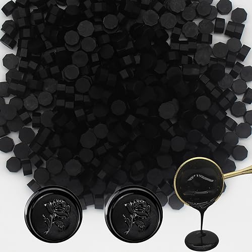 600pcs Black Wax Seal Beads, Andotopee Premium Sealing Wax Pellets for Stamp Seals, Wedding Invitations, Letter Envelopes, Scrapbook DIY Crafts & Formal Documents