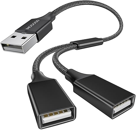 MOGOOD Répartiteur USB 2.0, 480Mbps Câble de Splitter Type A, Adaptateur de Câble d'extension USB à Double Extrémité