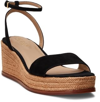 Lauren Ralph Lauren Women's Leona Suede Espadrille Black 11 Medium