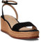 Lauren Ralph Lauren Damen Leona Wildleder Espadrille Keilsandalen, Schwarz, 43 EU