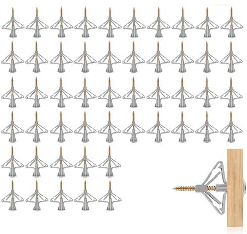 50 Stück Hohlraumdübel Butterfly Gipskartondübel Set Plasterboard Dowels Flugzeugform,Gipskartondübel,Spreizdübel Hohlwanddübel,für Einfache Montage in Gipskarton und Gipsfaserplatten