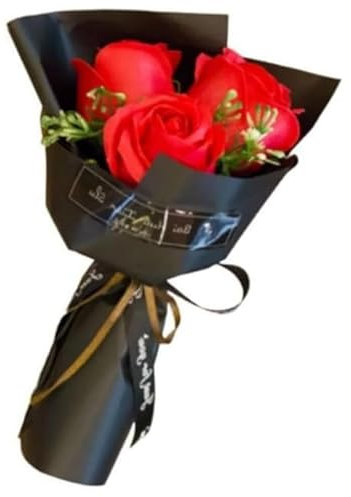 Red 3 Heads Artificial Rose Bouquet Soap Flower Petals Valentine Day Gifts for Women, Best Friend and Girlfriend Christmas Valentine's Day from Son Artificial Flowers,Husband, Artificial Flowers