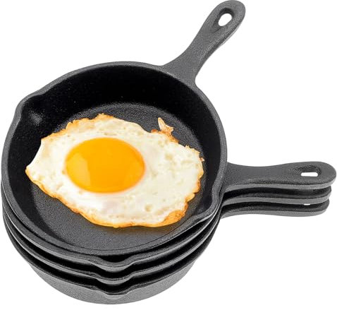 Xaztr 4 Pack Mini Cast Iron Skillet - 4 inch Nonstick Frying Pan for Indoor Outdoor Restaurant Kitchen, Black